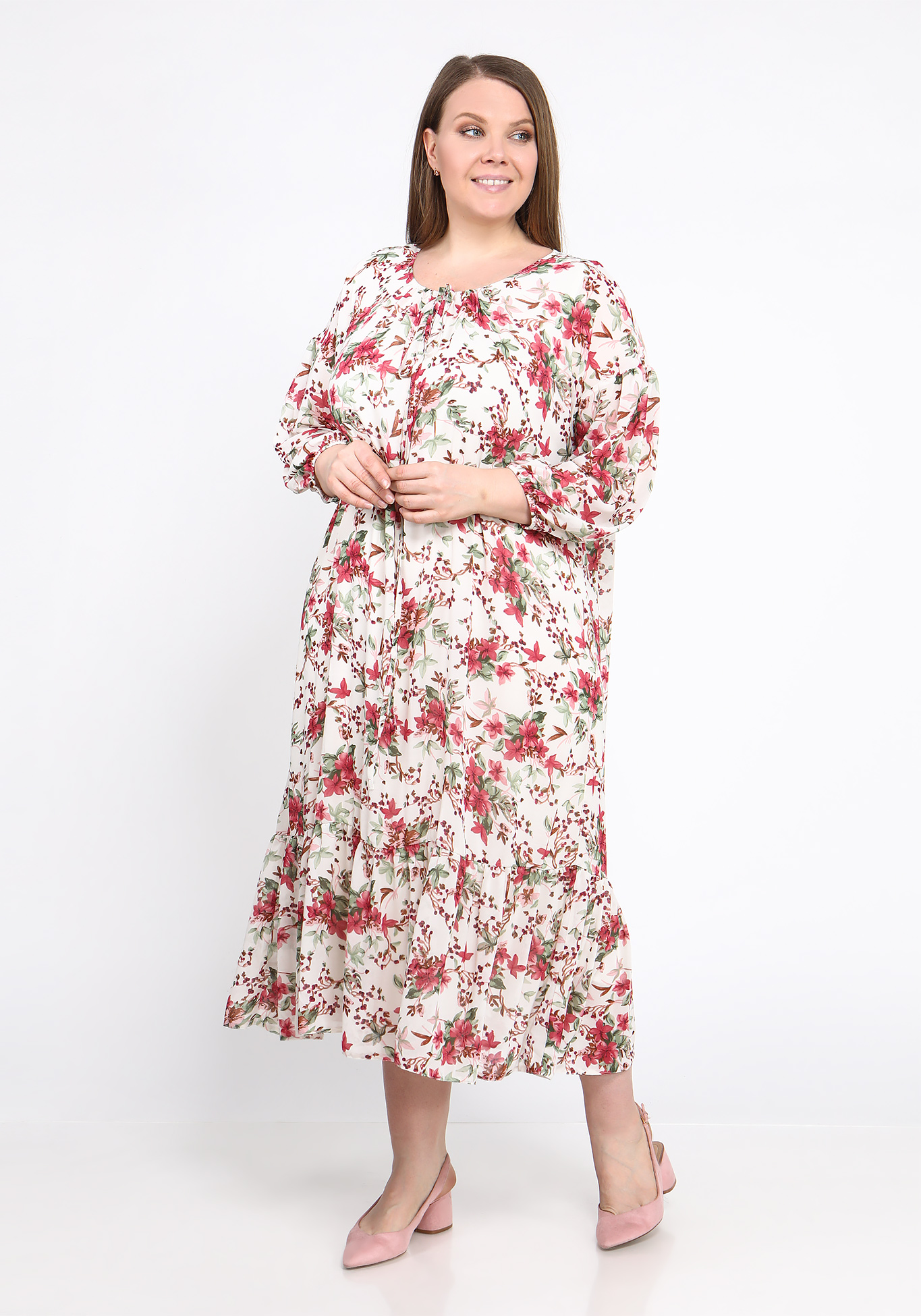 Платье с воланом и цветочным принтом Bianka Modeno, размер 50 - фото 2