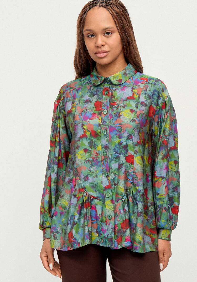 Блуза из ткани с акварельным принтом шир.  750, рис. 20