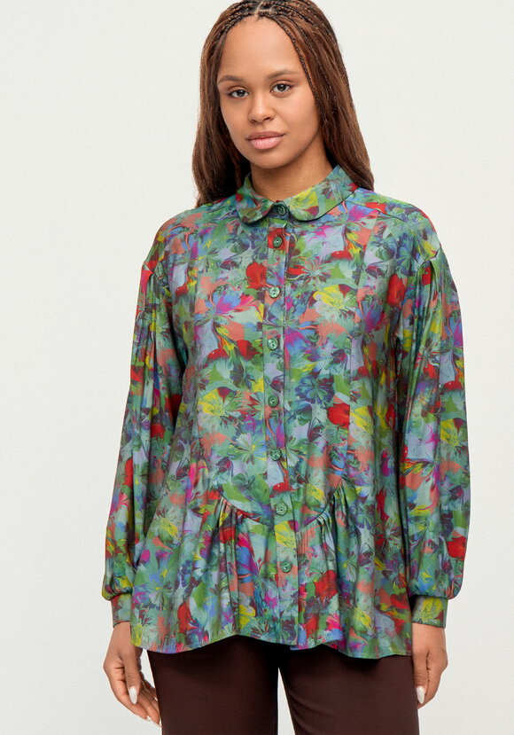 Блуза из ткани с акварельным принтом шир.  580, рис. 20