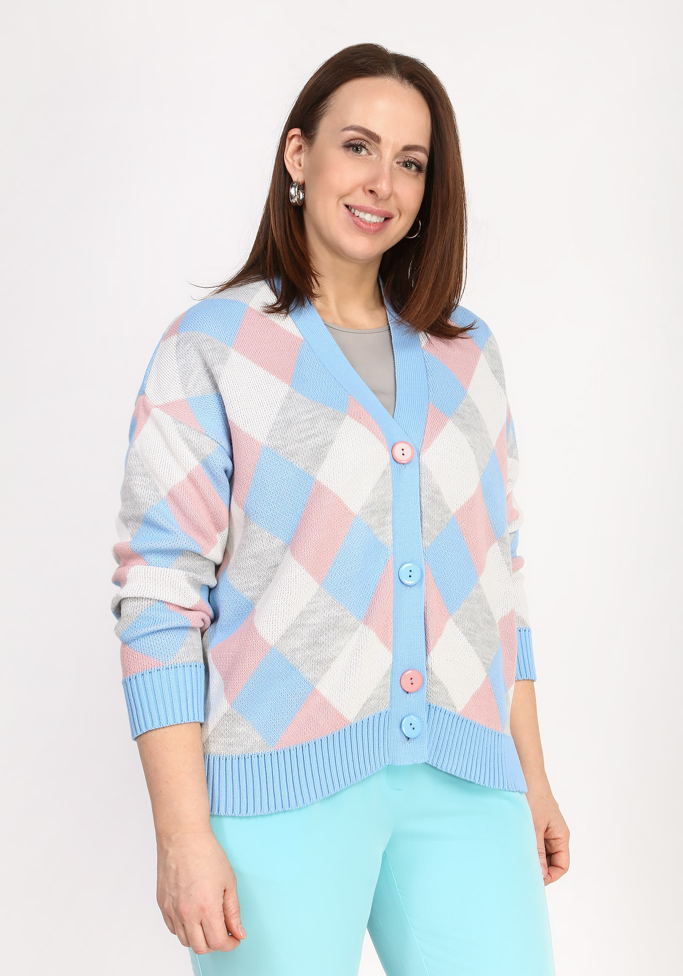 

Кардиган "Яркие ромбы", Синий