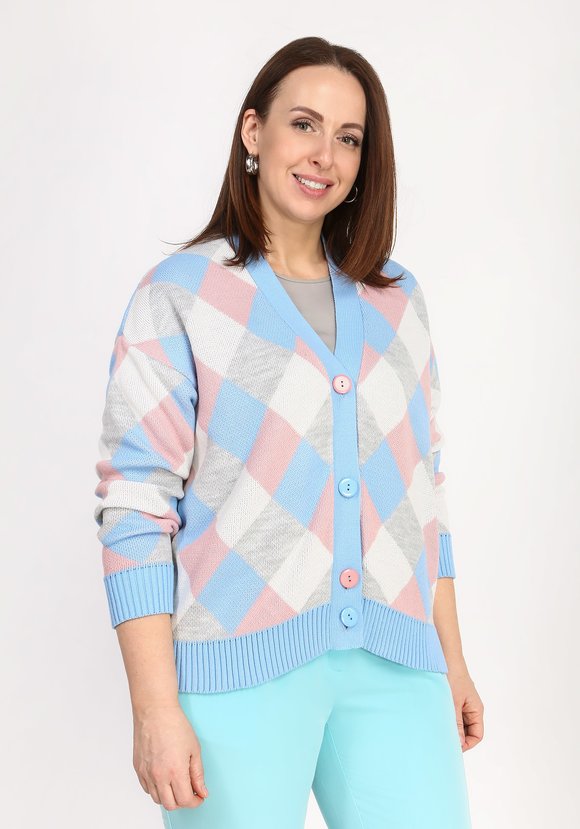 Кардиган Яркие ромбы шир.  580, рис. 1