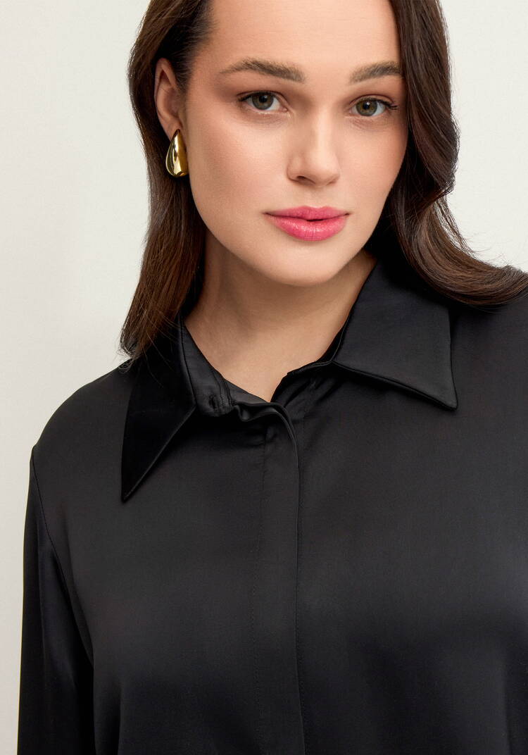 Блуза из шелка с супатной застежкой шир.  750, рис. 5