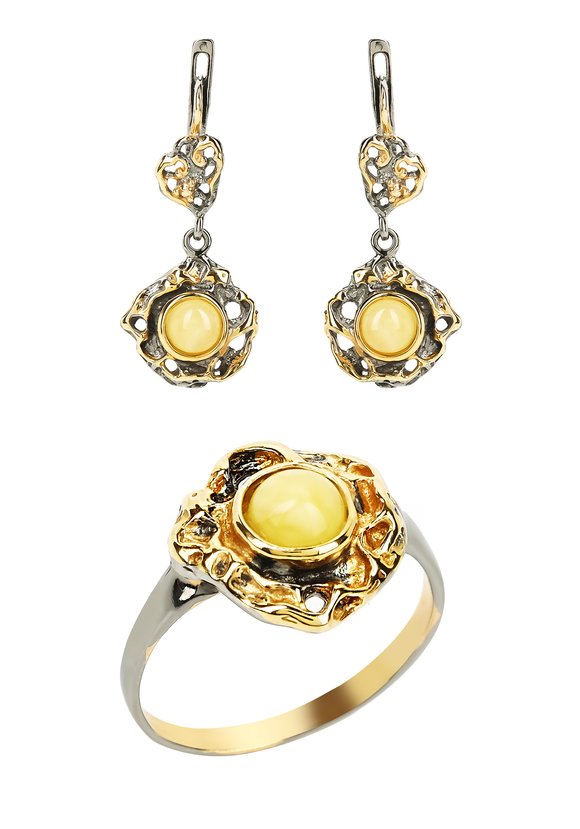 Серебр набор(серьг+кольц) Балтийская сказка шир.  580, рис. 1