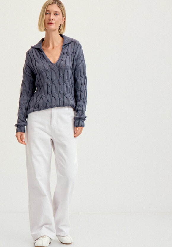 Джемпер с косами и воротником-поло шир.  580, рис. 32