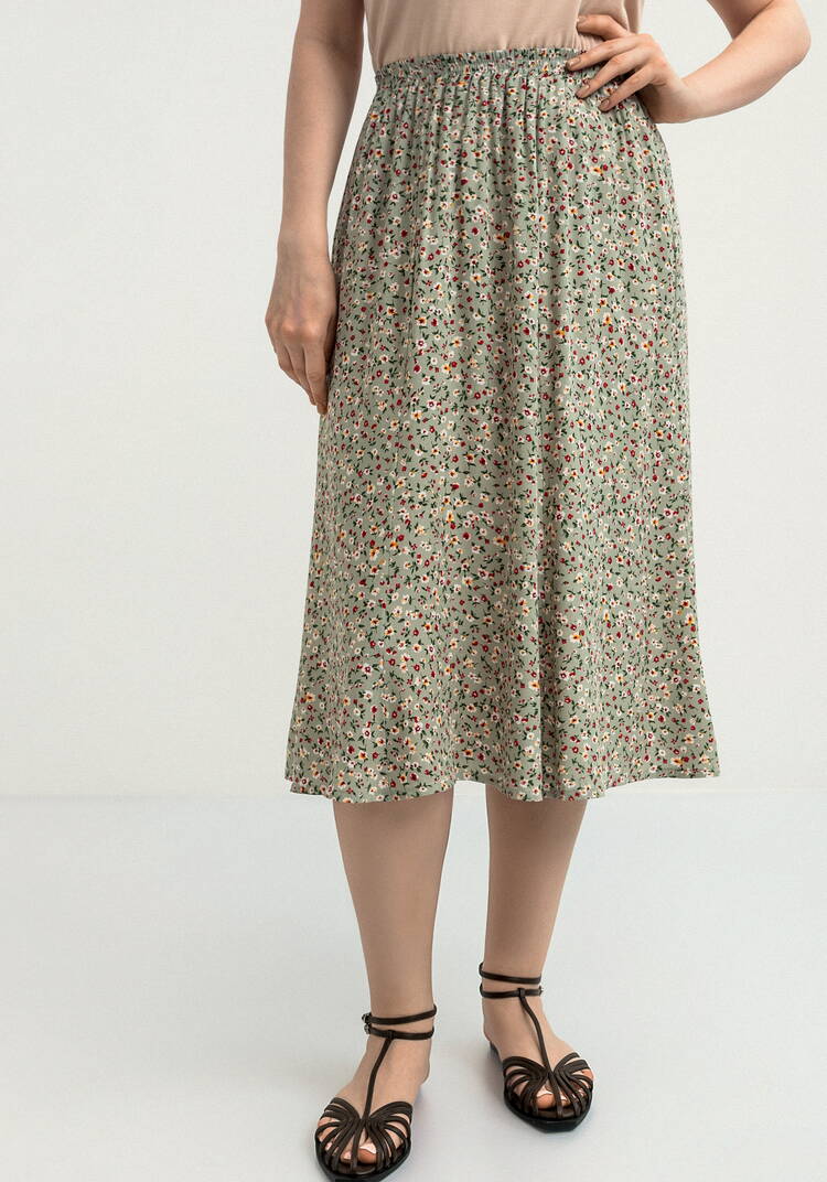 Юбка миди с цветочным принтом шир.  750, рис. 17