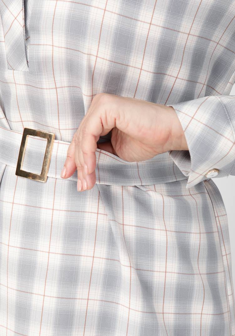 Платье прямое в клетку с поясом шир.  750, рис. 4