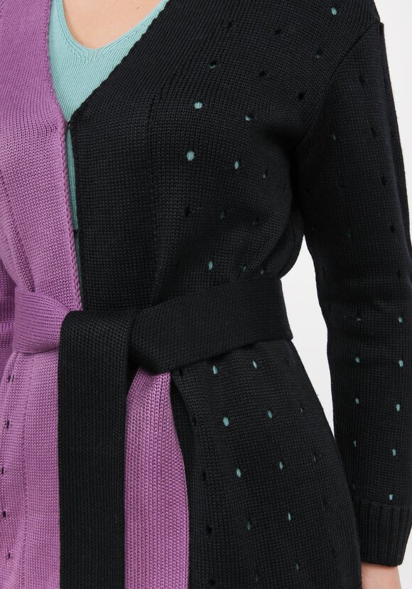 Кардиган с бахромой и поясом шир.  580, рис. 10