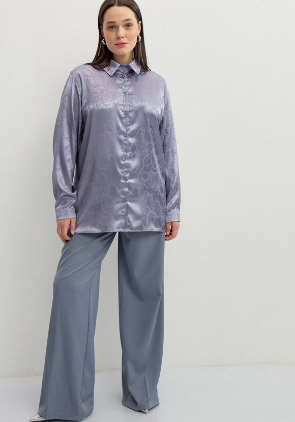 Блуза из шелка со змеиным принтом шир.  580, рис. 8