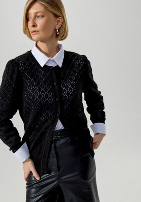 Кардиган ажурный с обтянутыми пуговицами