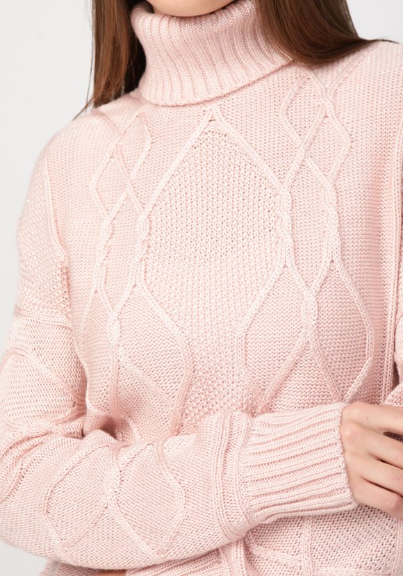 Свитер женский в технике араны с метанитью шир.  580, рис. 6