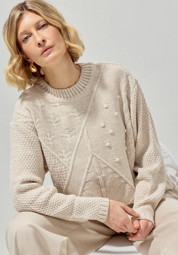 Джемпер с комбинированным фактурным рисунком шир.  750, рис. 7