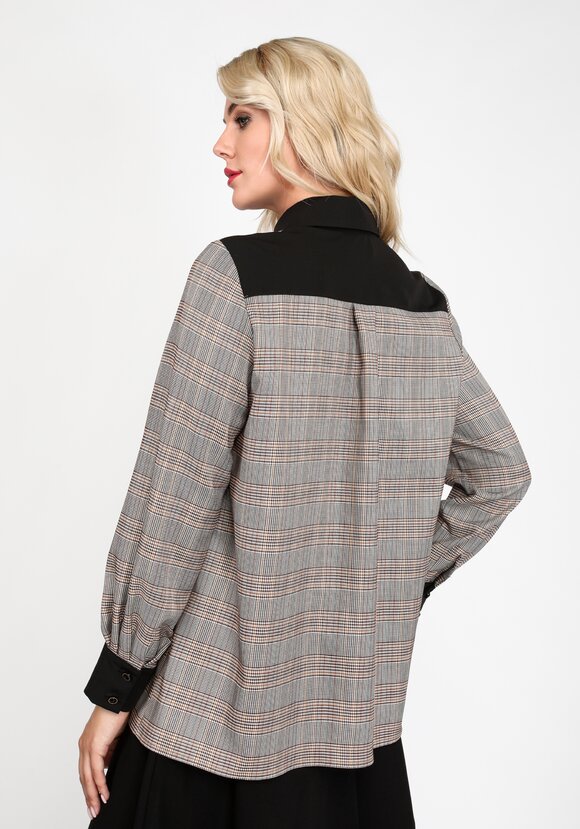 Рубашка в клетку с декоративным элементом шир.  580, рис. 3