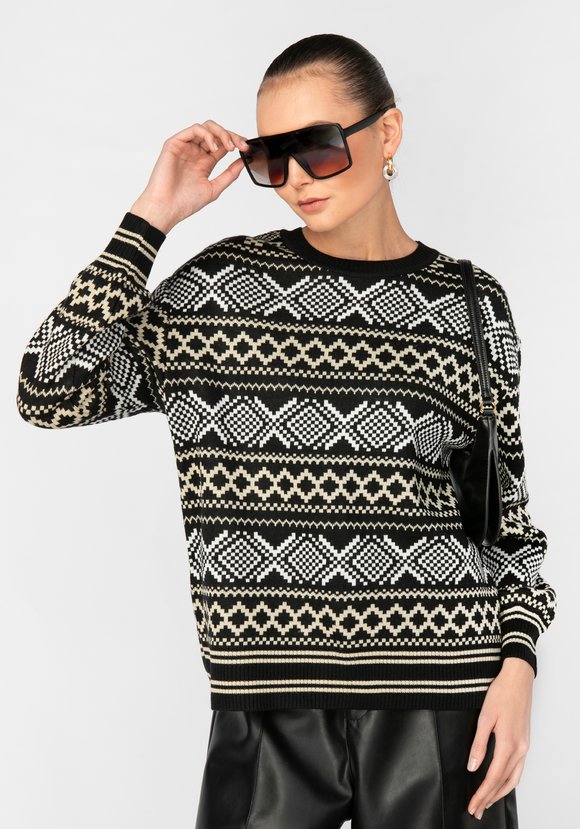 Джемпер женский с жаккардовыми полосами шир.  580, рис. 1