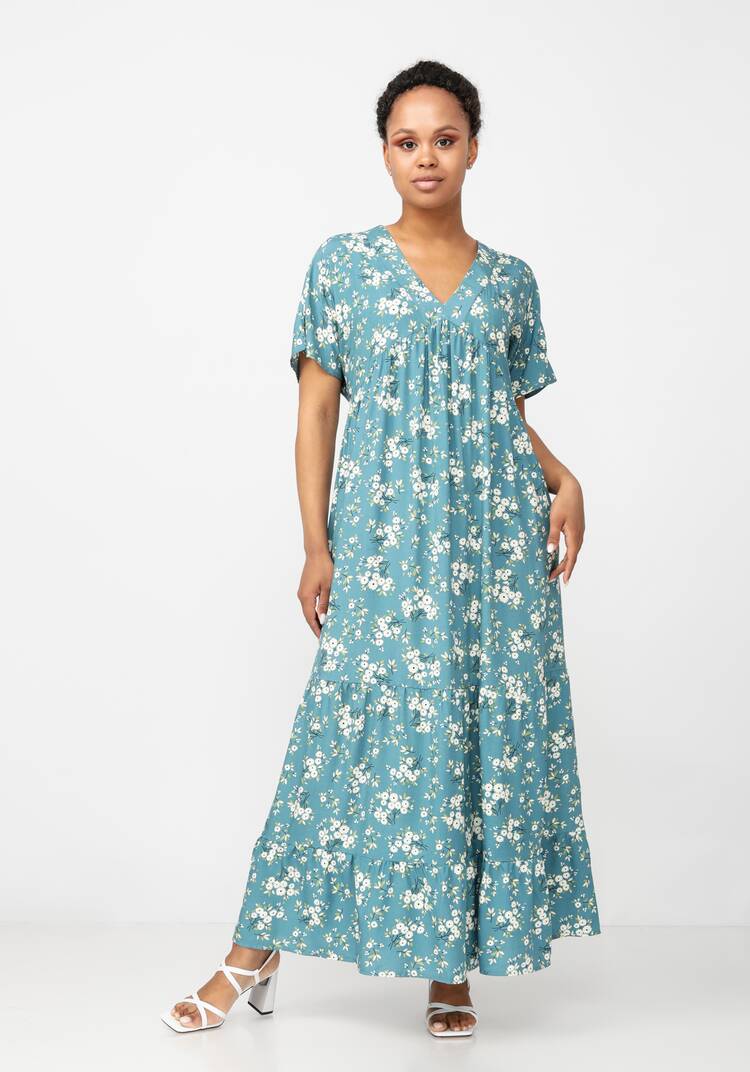 Платье с ярусами с цветочным принтом шир.  750, рис. 1