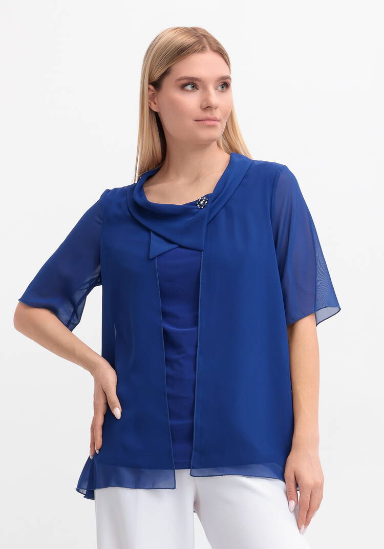 Блуза на запах с брошью шир.  750, рис. 11