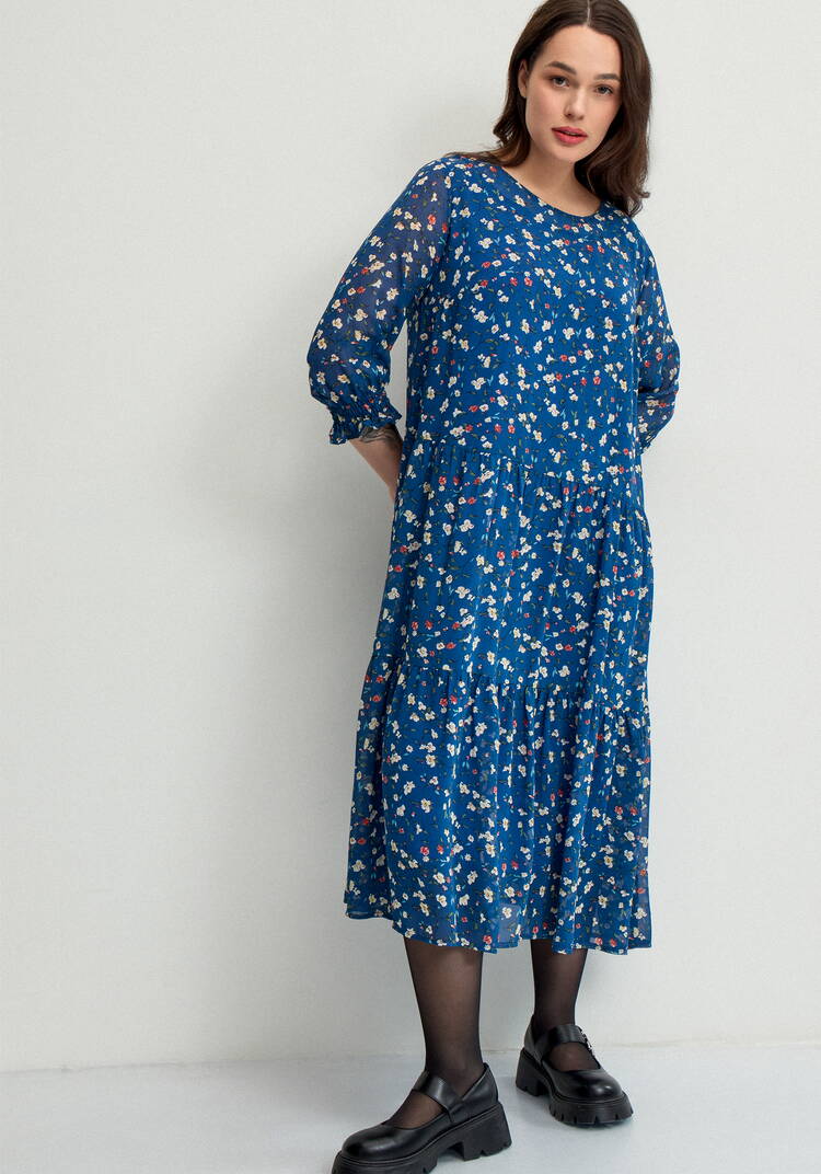 Платье миди из шифона с принтом шир.  750, рис. 39