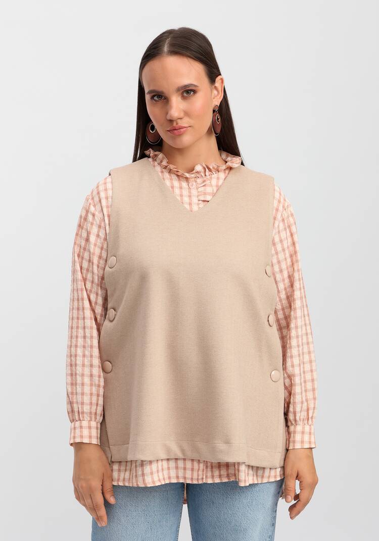 Жилет А-силуэта с дизайнерской застёжкой шир.  750, рис. 4