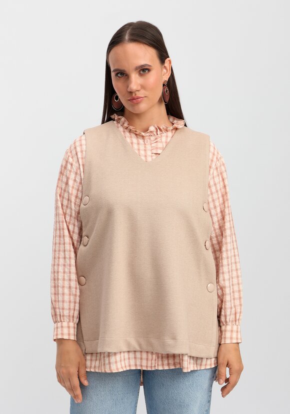 Жилет А-силуэта с дизайнерской застёжкой шир.  580, рис. 4