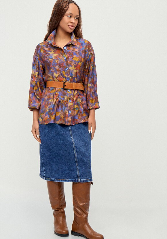 Блуза из ткани с акварельным принтом шир.  580, рис. 27