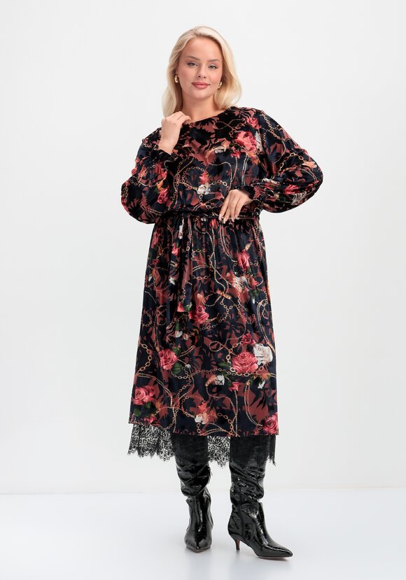 Платье с цветочным принтом из креш бархата шир.  580, рис. 18