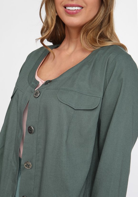 Жакет в стиле сафари на пуговицах шир.  580, рис. 2