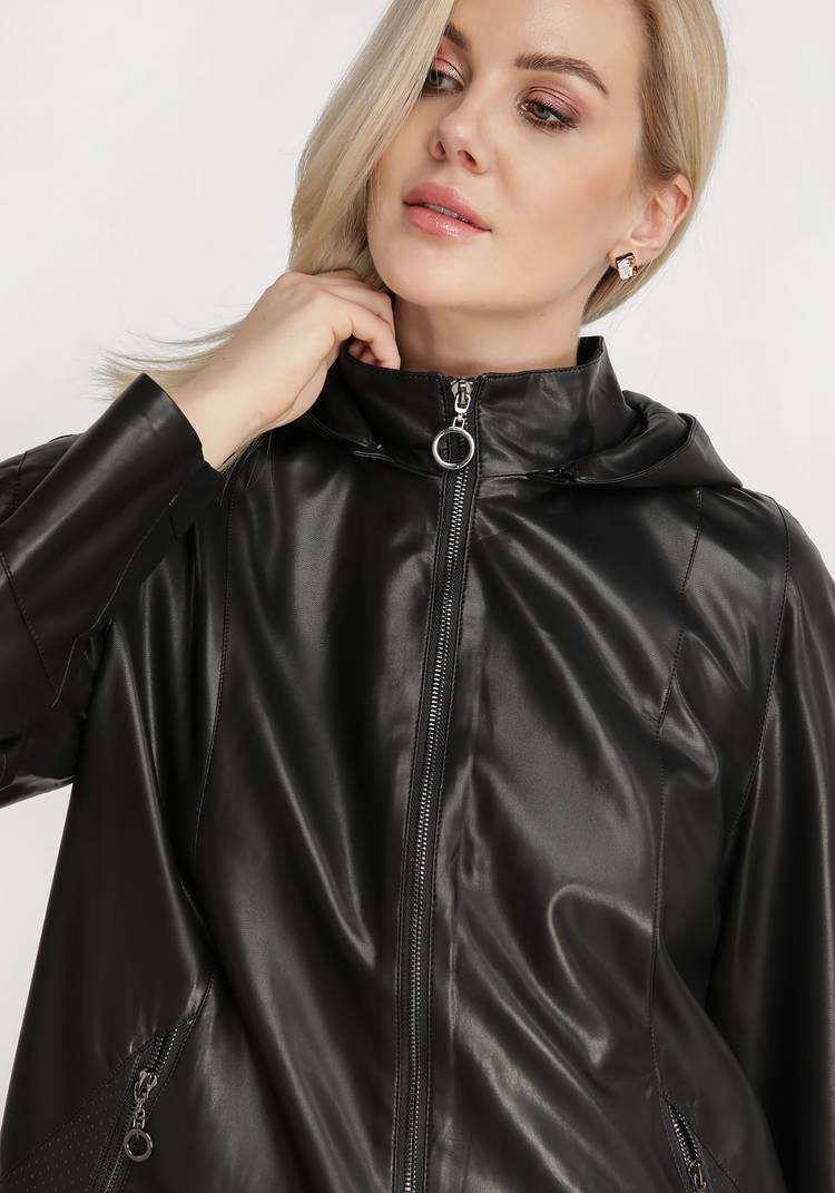 Куртка из экокожи с капюшоном шир.  750, рис. 4