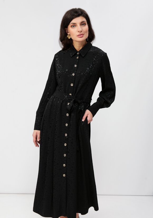 Платье на пуговицах со складками на юбке шир.  580, рис. 15