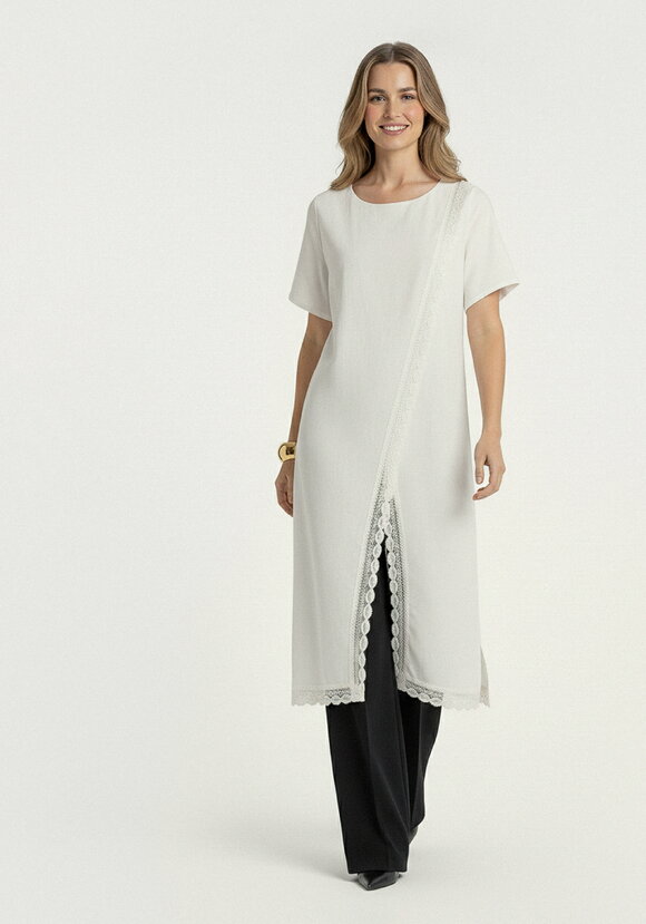 Туника из льна с кружевом Инга шир.  580, рис. 9