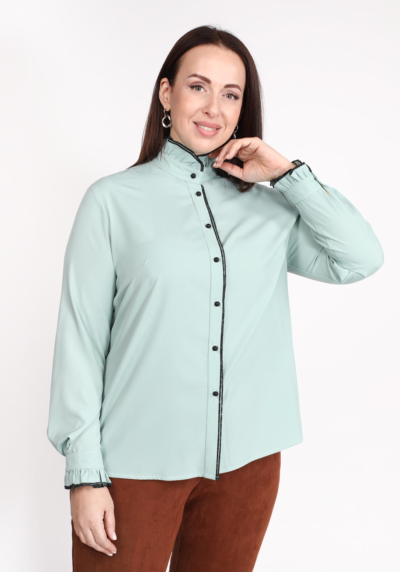 Блуза с двойной рюшей Victoria, размер 50, цвет белый - фото 9