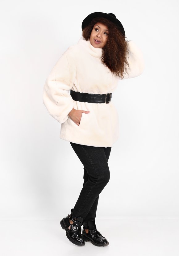 Полушубок из эко норки с объемным рукавом шир.  580, рис. 1