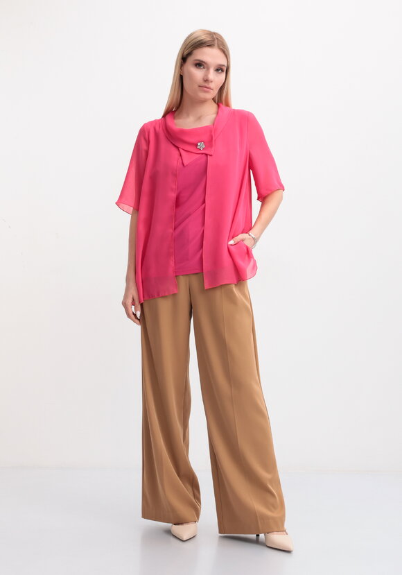 Блуза на запах с брошью шир.  580, рис. 2