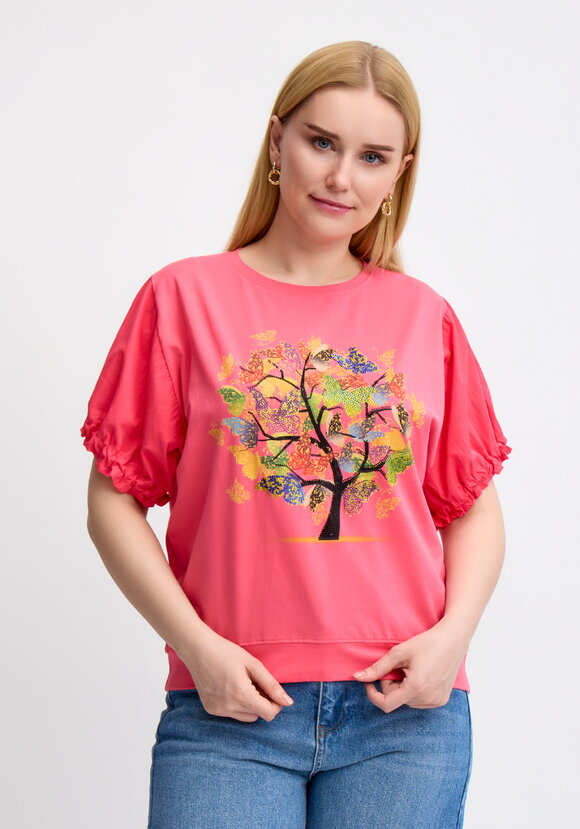 Блуза с ярким принтом и коротким рукавом шир.  580, рис. 7