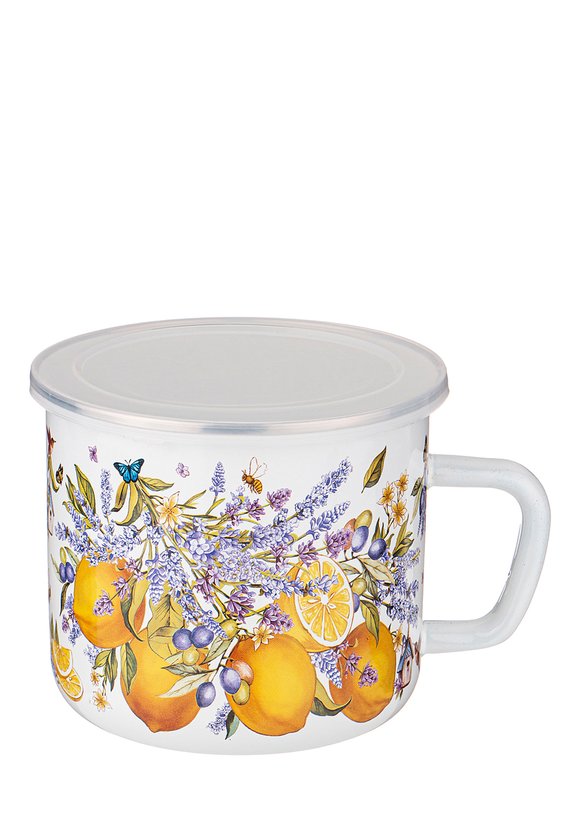 Кружка эмалированная с пластиковой крышкой шир.  580, рис. 17