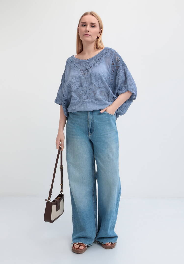 Блуза свободная с кружевным шитьем шир.  750, рис. 20