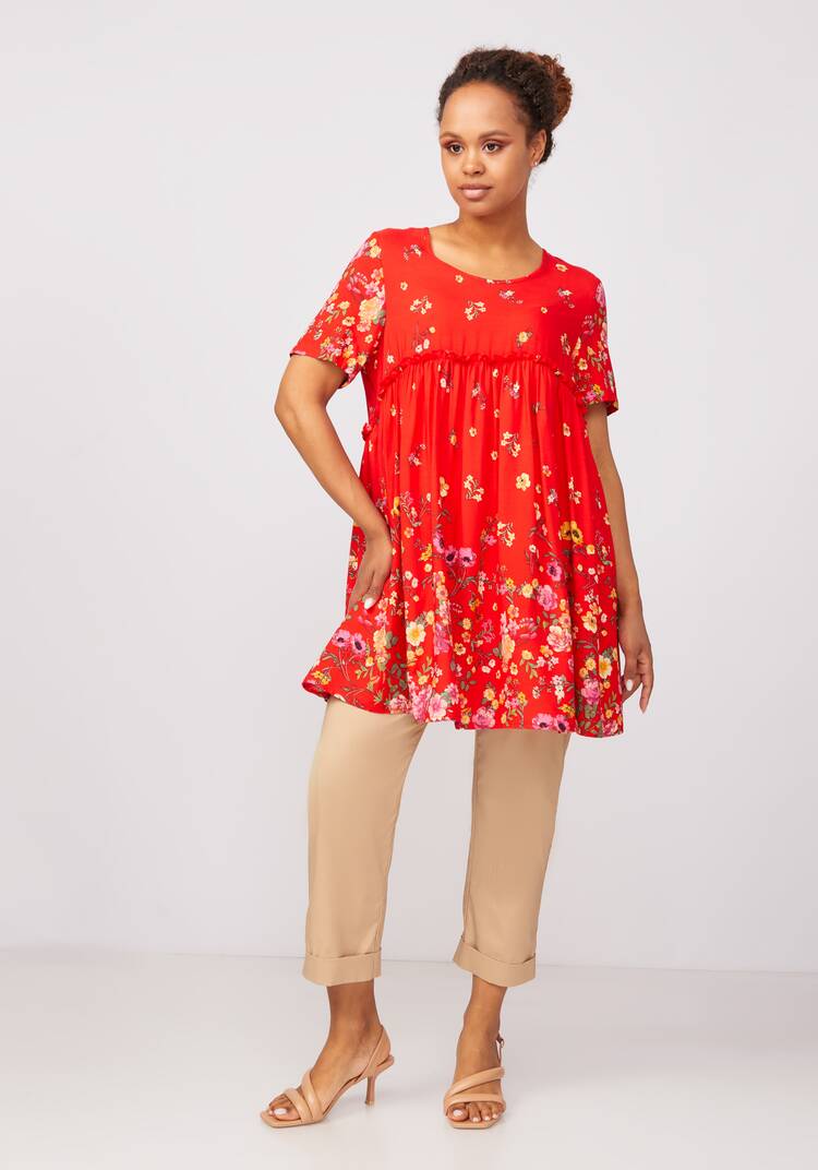 Туника с цветочным принтом свободного кроя шир.  750, рис. 12