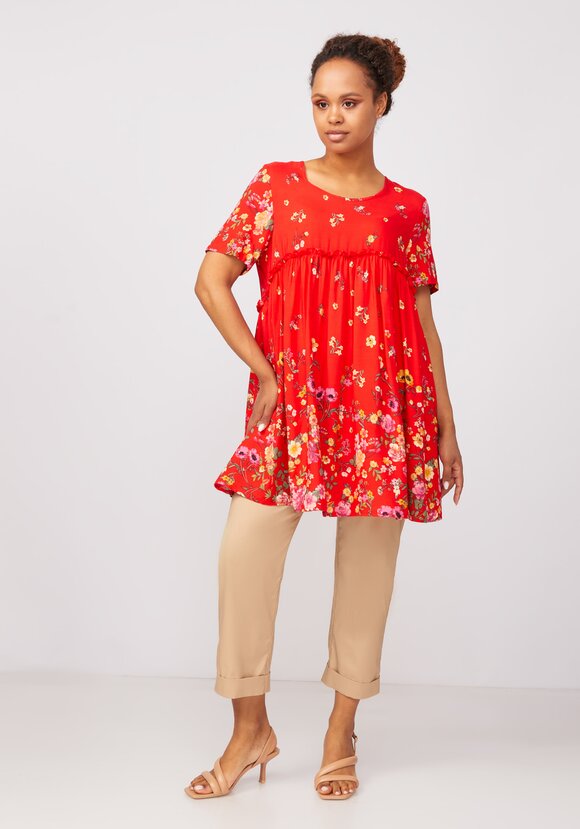 Туника с цветочным принтом свободного кроя шир.  580, рис. 12