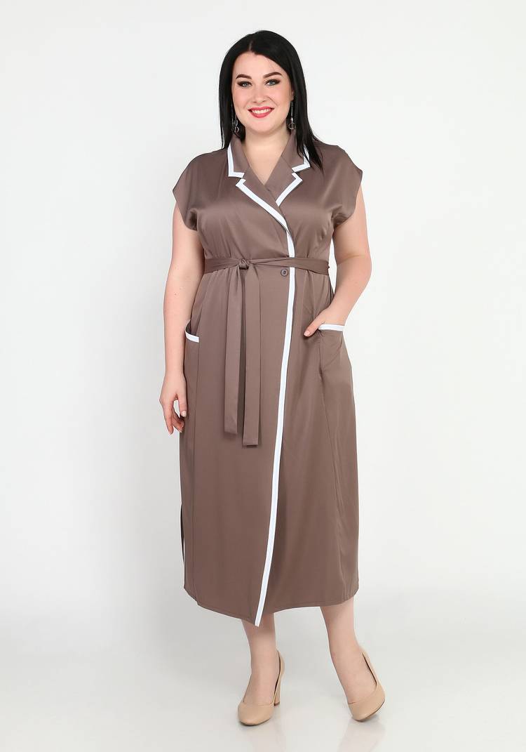 Платье с контрастной отделкой и поясом шир.  750, рис. 1