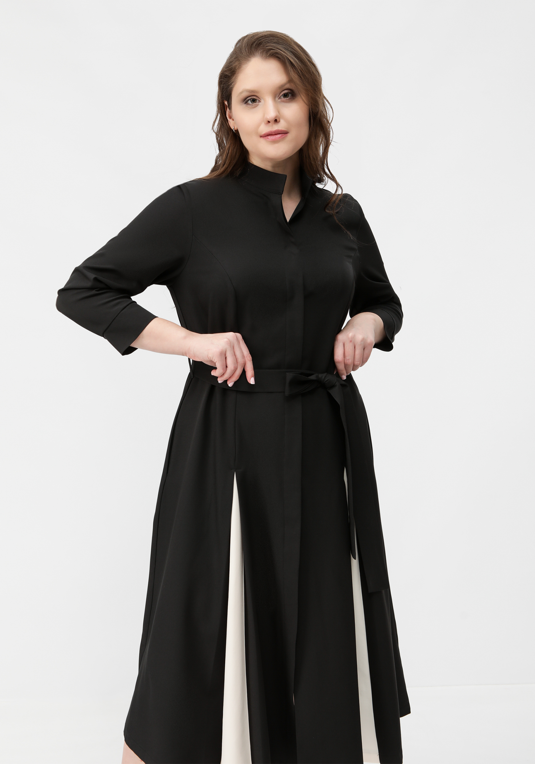 Платье с контрастными вставками в складках VeraVo, цвет черный, размер 60 - фото 8