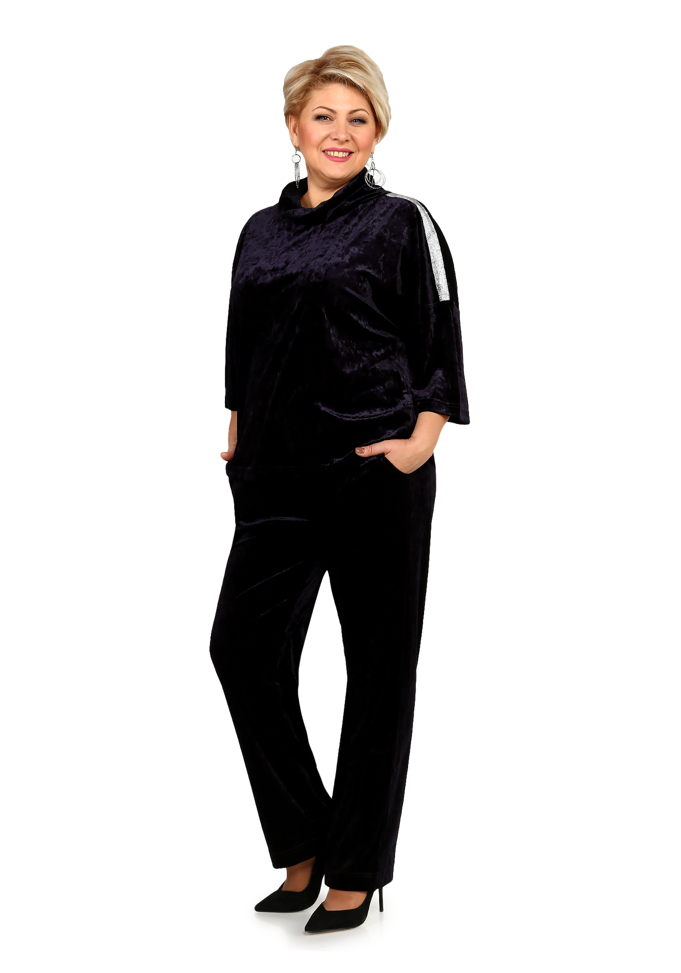 Костюм: брюки и джемпер с воротом Синель, размер 46, цвет чернильный - фото 2