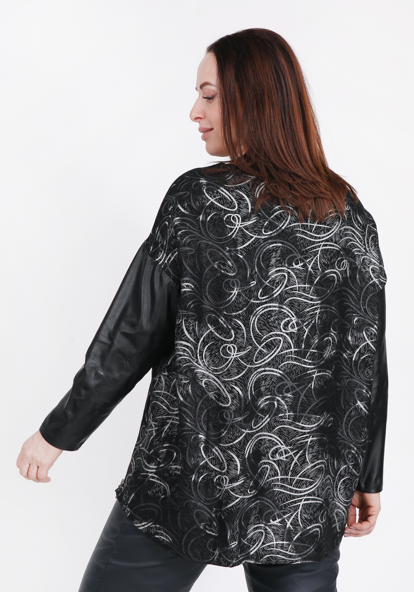 Блузка с округлым вырезом и молниями Ledy Di, размер 50, цвет черный - фото 3