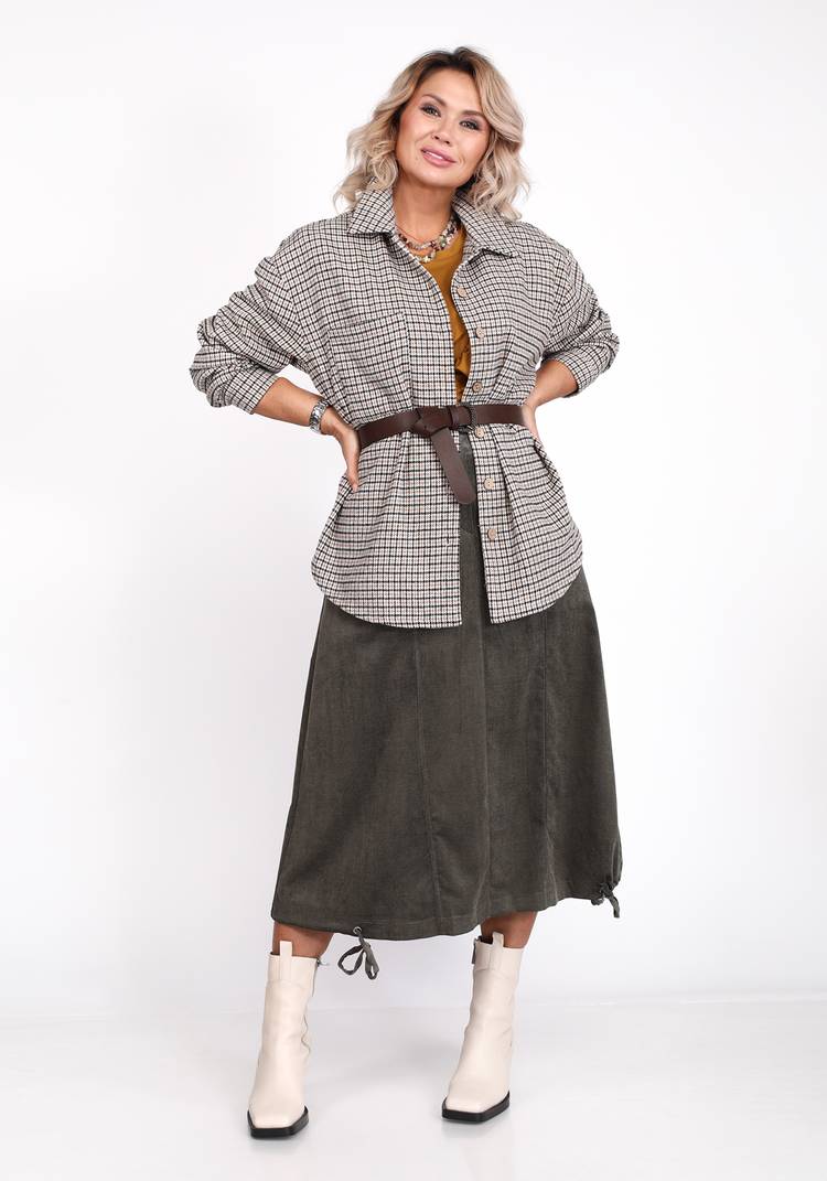 Блуза в клетку с накладным карманом шир.  750, рис. 3