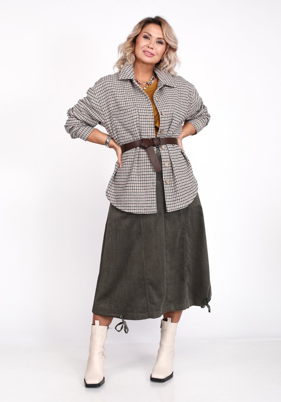 Блуза в клетку с накладным карманом шир.  580, рис. 3