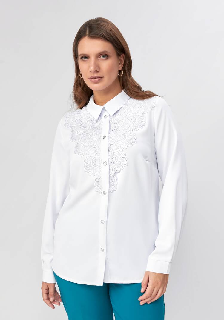 Блуза прямого кроя с ажурным кружевом шир.  750, рис. 1