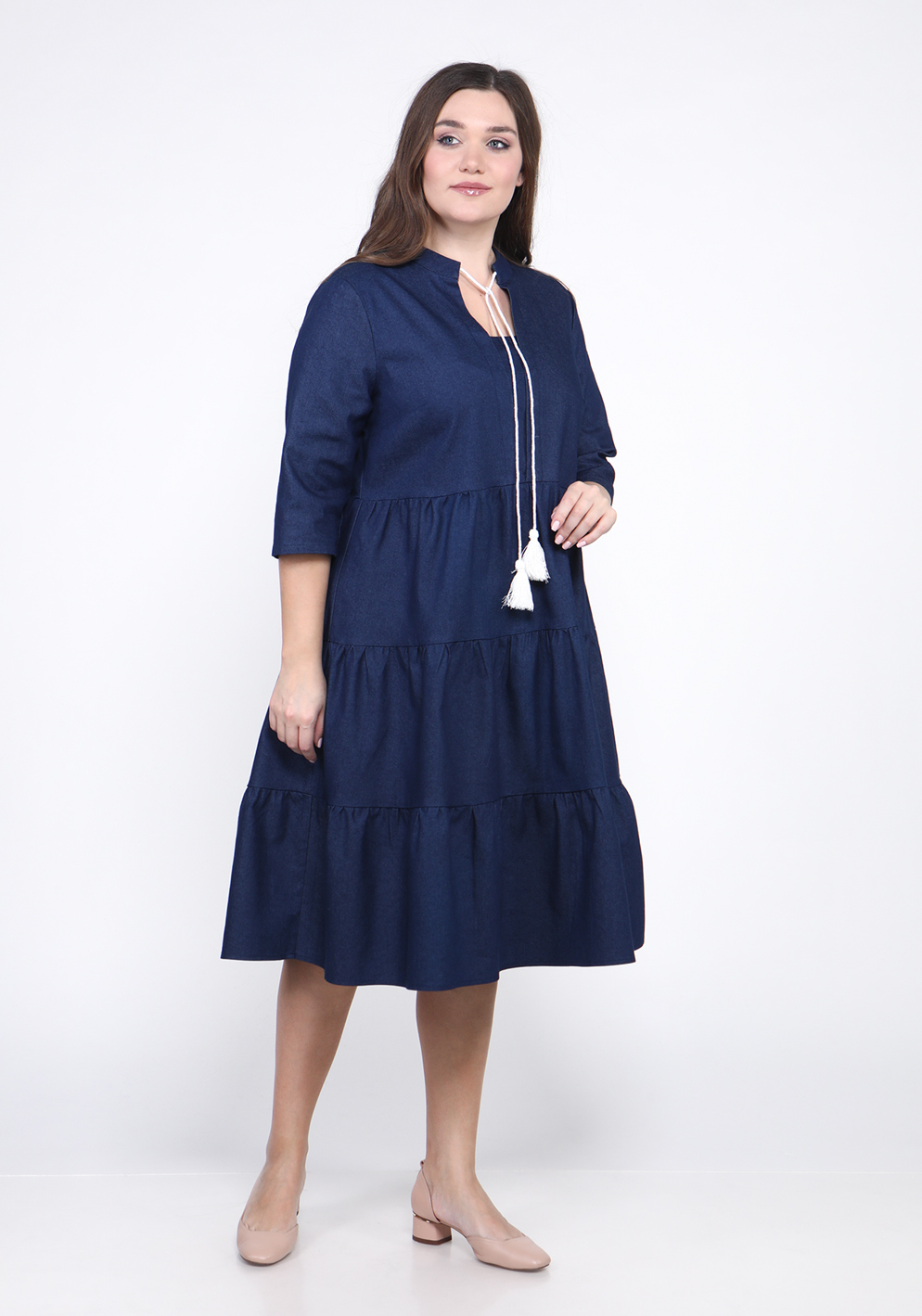 Платье "Стиль деним" Lomara, размер 48, цвет синий - фото 3