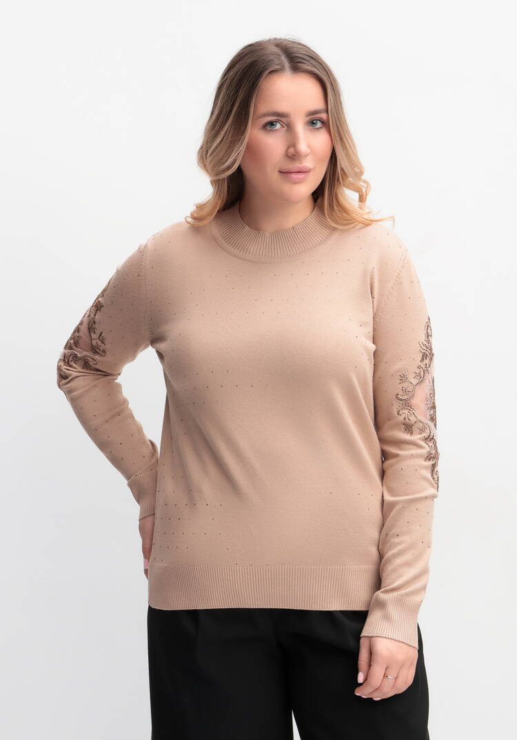 Джемпер со стразами и декоративной вставкой шир.  750, рис. 12