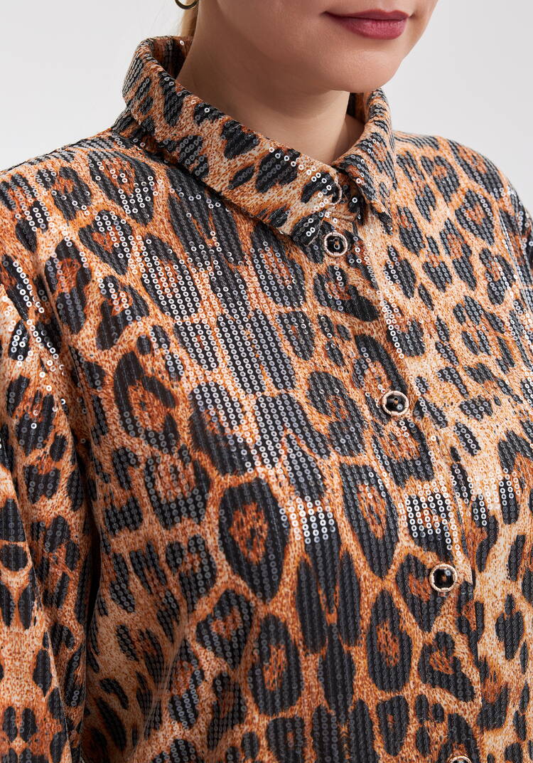 Блуза с анималистическим принтом в паетках шир.  750, рис. 11