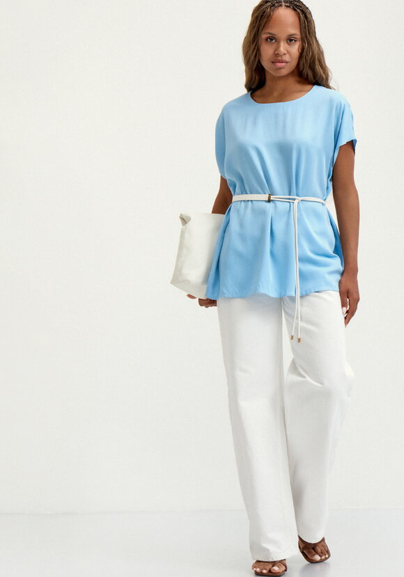 Блуза с коротким рукавом однотонная шир.  580, рис. 23