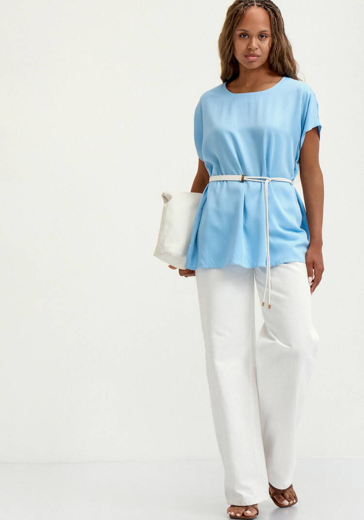 Блуза с коротким рукавом однотонная шир.  750, рис. 23