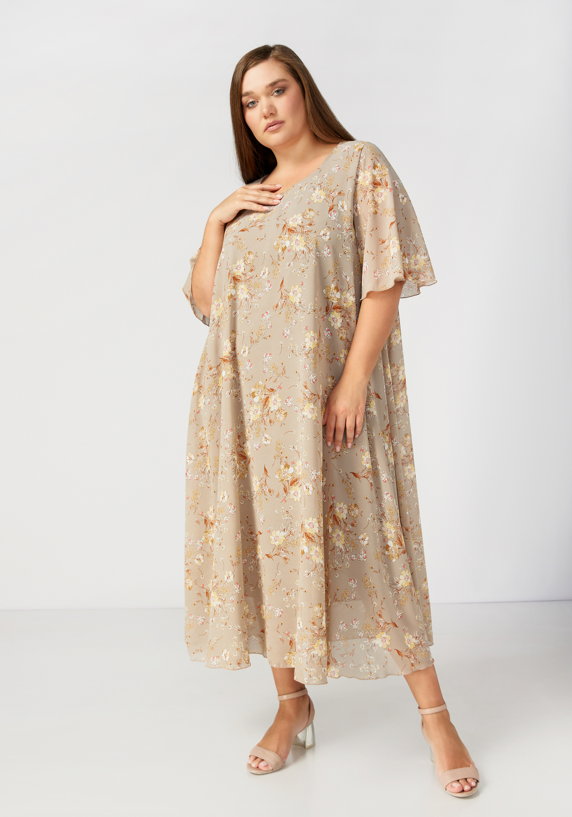Платье свободного кроя с цветочным узором Bianka Modeno, размер 58 - фото 5