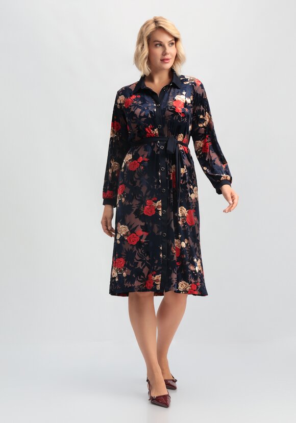 Платье-рубашка с цветочным рисунком шир.  580, рис. 11